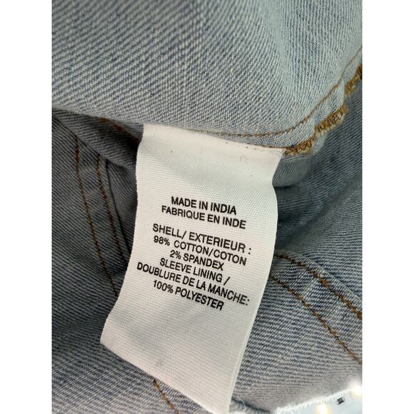 Bagatelle Collection New York Denim Short Puff Sleeves Button Down Womens Large - Picture 7 of 8